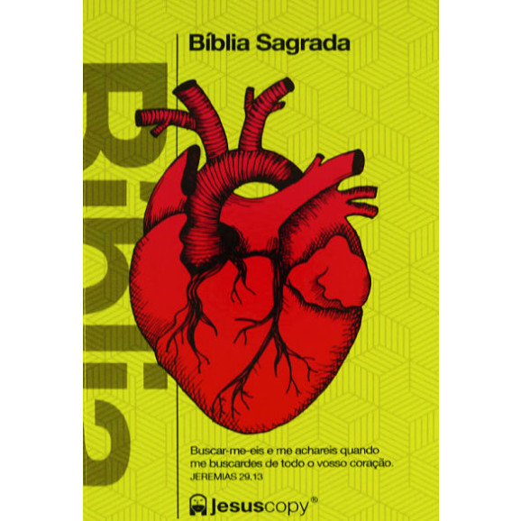Bíblia Sagrada | NAA | Letra Normal | Capa Dura | Jesus Copy | Coração | Amarela