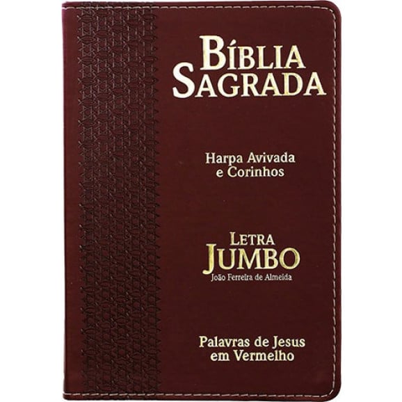 Bíblia Sagrada | Letra Jumbo | Capa PU Luxo com Harpa | Estrela Bordô
