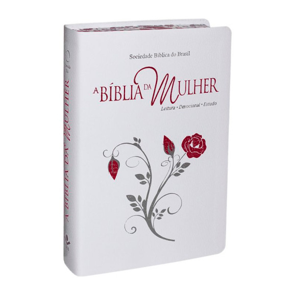 Bíblia de Estudo da Mulher | RA | Letra Normal | Luxo | Branca | Borda Floral