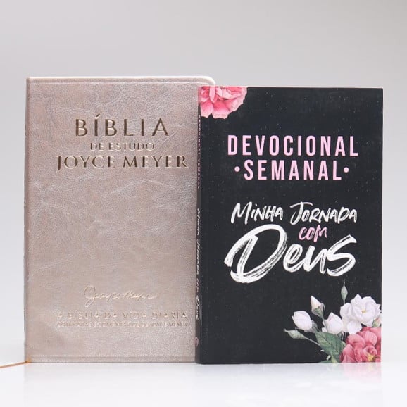 Kit Bíblia da Joyce Meyer Dourada + Grátis Devocional Semanal Flores Cruz | Mulher de Fé