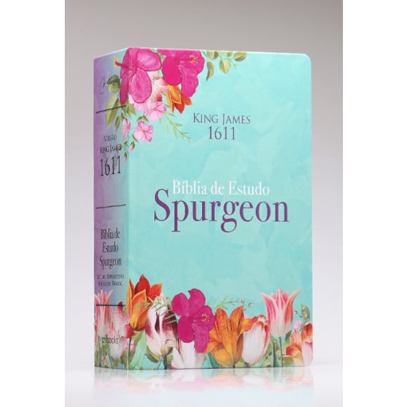 Bíblia de Estudo Spurgeon | King James 1611 | Letra Grande | Luxo | Floral