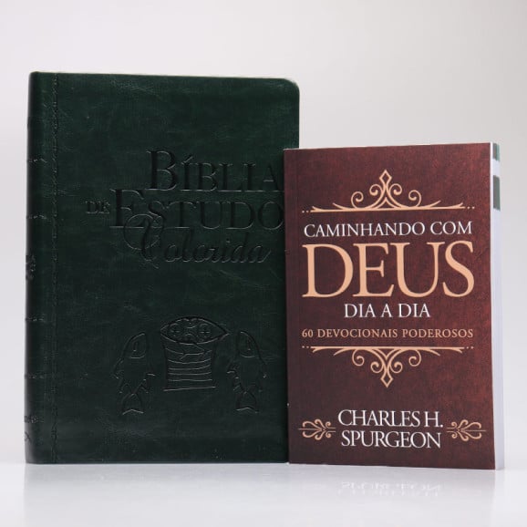 Kit Bíblia de Estudo Colorida | NVI | Letra Grande + Devocional Spurgeon Clássica | Homem Sábio
