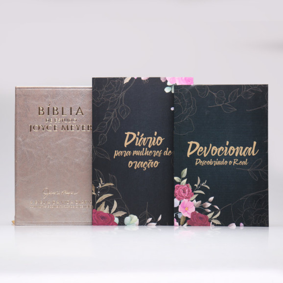 Kit Bíblia da Joyce Meyer Dourada + Devocional Descobrindo o Real + Diário Para Mulheres de Oração | Mulher de Fé