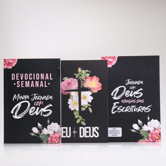 Kit Devocional Semanal + Devocional Eu e Deus + Guia Bíblico | Flores Cruz