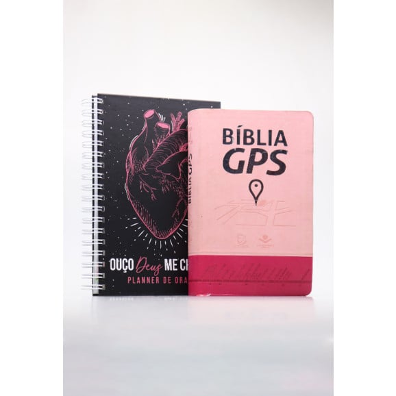Kit Bíblia GPS NTLH | Rosa e Pink + Planner de Oração | Ouço Deus Me Chamar | Coração | Guiadas por Deus 