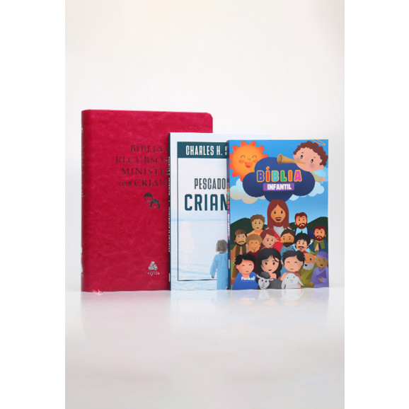 Kit Bíblia de Recursos Para O Minitérios Com Crianças Rosa + Bíblia Infantil Colorida + Pescadores de Crianças | Guiando as Crianças a Jesus