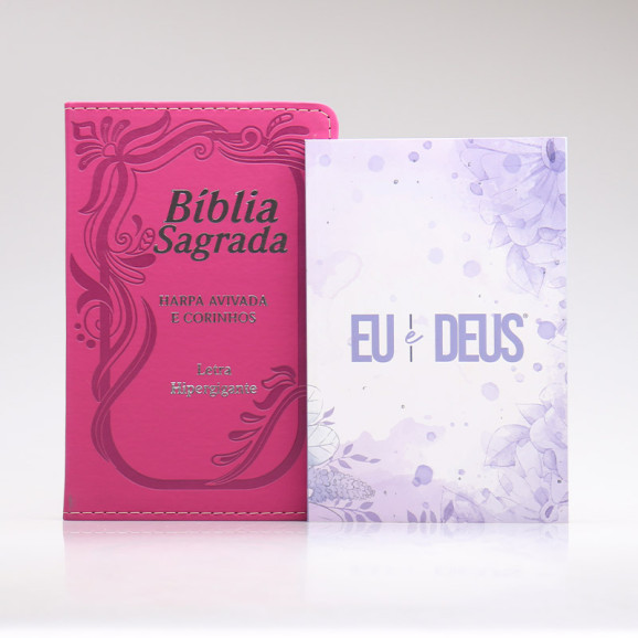 Kit Bíblia RC Harpa Letra Hipergigante Pink Índice + Eu e Deus Lilás | Mulher de Fé