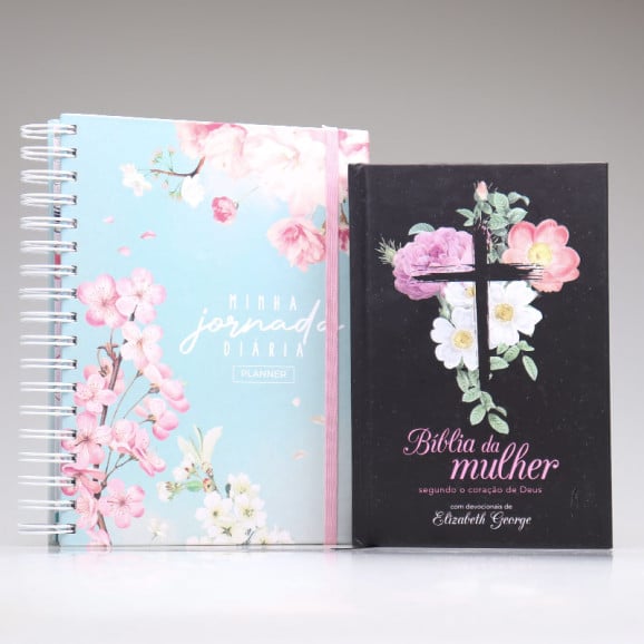 Kit Bíblia de Estudo da Mulher Segundo o Coração de Deus | AS21 | Flores Cruz + Planner Feminino Inverno | Planejamento Diário 