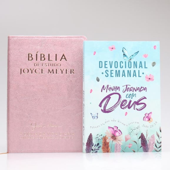 Kit Bíblia da Joyce Meyer Rosa + Grátis Devocional Semanal Jardim Secreto | Mulher de Fé