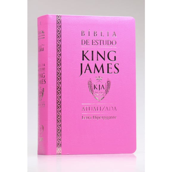 Bíblia de Estudo | King James Atualizada | Letra Hipergigante | Luxo | Rosa 