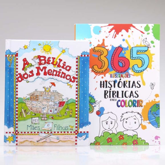 Kit A Bíblia Dos Meninos + 365 Histórias Bíblicas para Colorir | Aprendendo Sobre a Bíblia