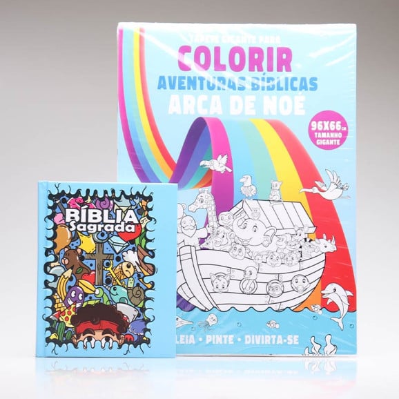 Kit Bíblia Sagrada Infantil Cartoons + Tapete Para Colorir | Aprendendo Sobre a Bíblia
