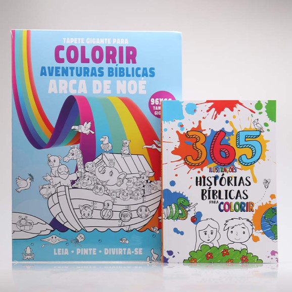 Kit 2 Livros | Tapete para Colorir + 365 Ilustrações | Histórias Bíblicas