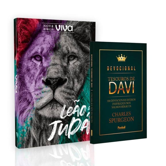 Kit Nova Bíblia Viva Leão de Judá + Devocional Tesouros de Davi | Foco no Propósito