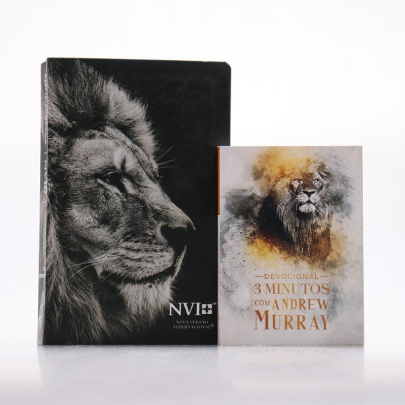 Kit Bíblia Sagrada | NVI | Leão Hebraico + Devocional 3 Minutos com Andrew Murray Leão Dourado | Verdade Poderosa 