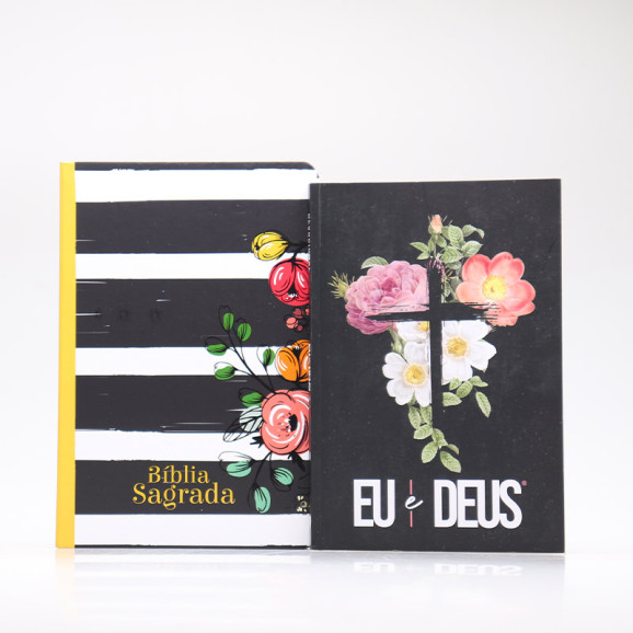 Kit Bíblia NVT Listrada + Devocional Eu e Deus Flores Cruz | Mulher de Fé