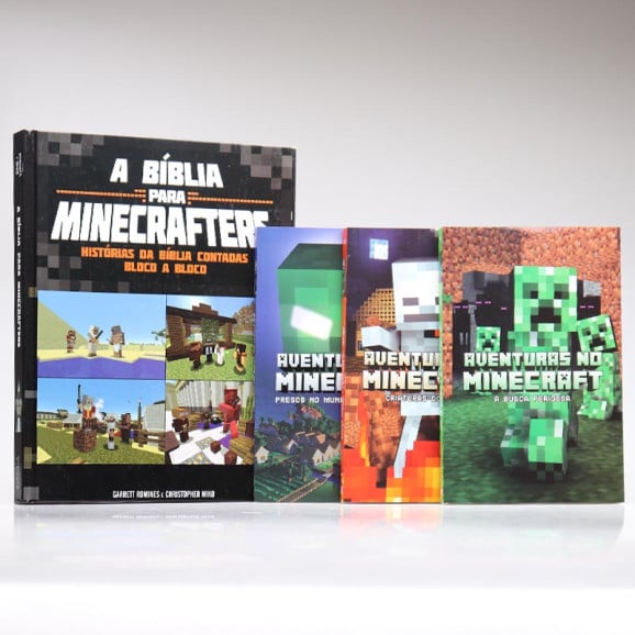 Kit 3 Livros Aventuras no Minecraft + A Bíblia Para Minecrafters