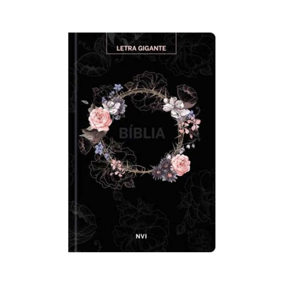Bíblia Sagrada | NVI | Capa Dura | Letra Gigante | Flores Preta