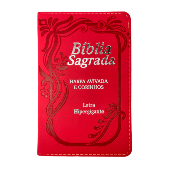 Bíblia Sagrada | Letra Hipergigante | Capa PU Luxo com Indice e Harpa | Vermelha Neon 