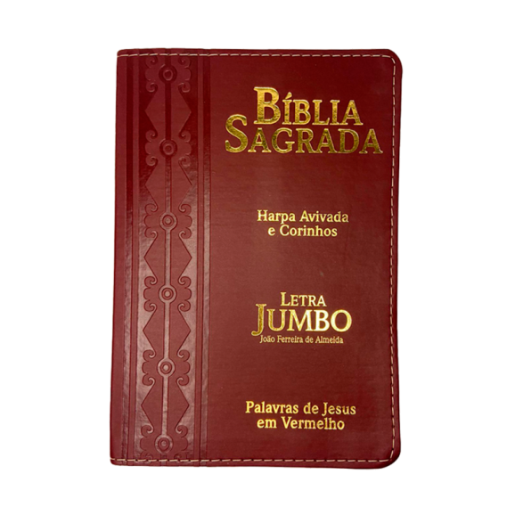 Bíblia Sagrada | Letra Jumbo | Capa PU Luxo com Harpa | Arabesco Bordô