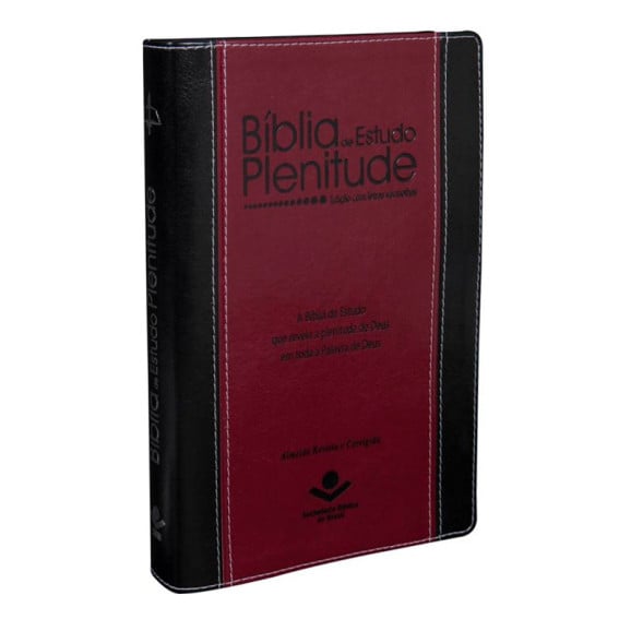 Bíblia de Estudo Plenitude | RC | Letra Normal | Capa Sintética | Preta e Vinho