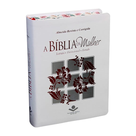 A Bíblia da Mulher | RC | Letra Normal | Couro Bonded | Branca | Borda Florida