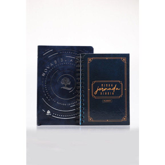 Kit Nova Bíblia Viva | Moderna + Planner Masculino Clássico Azul | Vida e Coração 