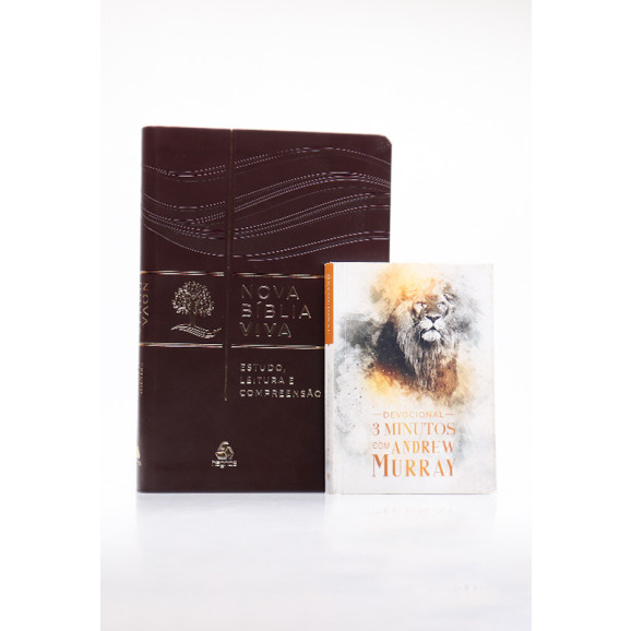 Kit Nova Bíblia Viva Marrom + Devocional 3 Minutos Andrew Murray Leão Dourado | Evangelho Glorioso 