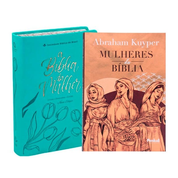 Kit A Bíblia da Mulher NAA | Portátil | Turquesa + Mulheres da Bíblia | Abraham Kuyper | Aprenda com Grandes Mulheres