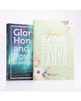 Kit Bíblia Glory Honor and Power + Diário Bem-Vindo Espírito Flores Verde