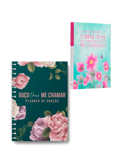 Kit Planner de Oração Verde e Rosas + Devocional 3 Minutos de Sabedoria Para Mulheres | Colhendo Bondade