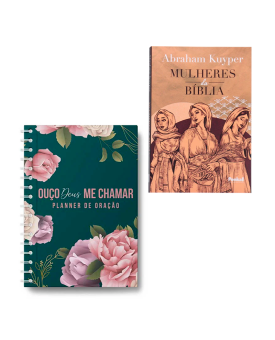 Kit Planner de Oração Verde e Rosas + Livro Mulheres da Bíblia | Promessas Mantidas