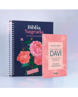 Kit Bíblia ACF Anote a Palavra Azul Safira + Devocional Tesouros de Davi | Ore Sobre Tudo