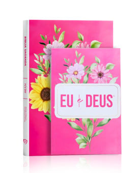 Kit Bíblia NVI Slim Pink + Devocional Eu e Deus | Presença de Cristo