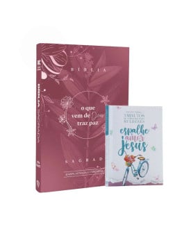 Kit Bíblia | RC | Letra Gigante | Rose + Devocional | 3 Minutos de Sabedoria Para Mulheres | Encontro Diário
