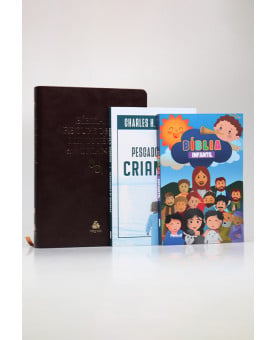 Kit Bíblia de Recursos Para O Minitérios Com Crianças Marrom + Bíblia Infantil Colorida + Pescadores de Crianças | Aconselhando Crianças