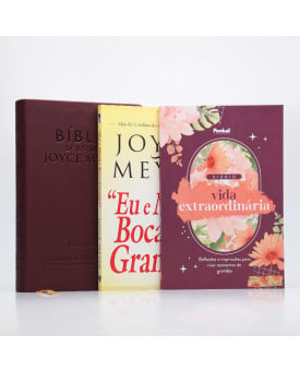 Kit Bíblia de Estudo Joyce Meyer NVI Bordô + Eu e Minha Boca Grande + Vida Extraordinária Vinho | Amiga de Deus