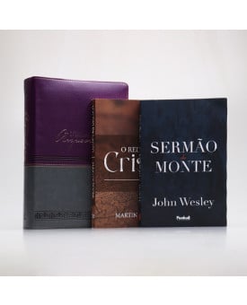 Kit Bíblia de Estudo Arqueológica NVI Vinho e Cinza + O Reino de Cristo + Sermão do Monte | Moradas Eternas 