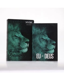 Kit Bíblia NVI Letra Hipergigante Leão Azul + Devocional Eu e Deus | Divina Sabedoria 
