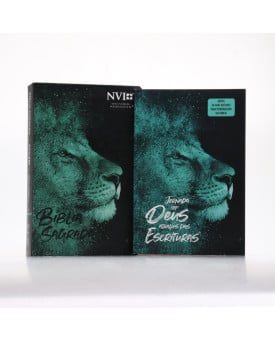 Kit Bíblia | NVI | Leão Azul + Jornada com Deus Através das Escrituras Leão Azul | Um Coração Transformado 