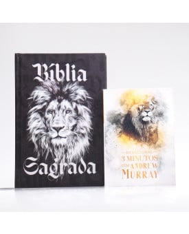 Kit Bíblia Minha Jornada com Deus NVI Leão Preto e Branco + Devocional Andrew Murray | As Promessas de Deus