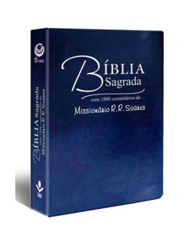 Bíblia Sagrada com Comentários do Missionário R. R. Soares | RC | Letra Grande | Luxo | Azul