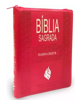 Bíblia Sagrada | RC | Harpa Cristã | Letra ExtraGigante | Capa Sintética |  Rosa Escuro | índice | Zíper 