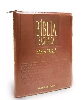 Bíblia Sagrada | RC | Harpa Cristã | Letra ExtraGigante | Capa Sintética | Marrom | índice | Zíper 