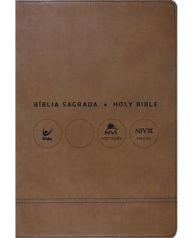 Bíblia Sagrada Holy Bible | Português e Inglês | NVI | Letra Normal | Luxo | Marrom