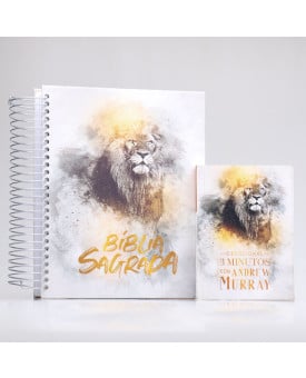 Kit Bíblia ACF Capa Dura Leão Dourado Com Espaço Para Anotações + Devocional Andrew Murray | Conselho Divino
