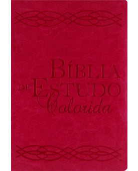 Bíblia de Estudo Colorida | Letra Grande | Capa PU | Rosa Pink 