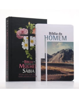 Kit Bíblia da Mulher Sábia | RC | Harpa | Flores Cruz + Bíblia do Homem | NVI | Montanha | As 5 Linguagens do Amor