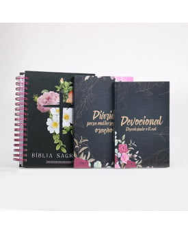 Bíblia Anote a Palavra NVI Flores Cruz + Devocional Descobrindo o Real + Diário Para Mulheres de Oração Floral | Direção Certa 