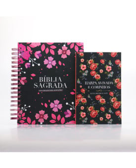 Kit Harpa Avivada e Corinhos | Rosas + Bíblia Anote a Palavra NVI | Flor | Profundo e Amplo 